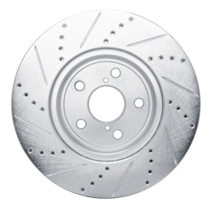 Lexus LS430 Brake Rotor (1) - Front Right - R1 Concepts - Drilled & Slotted - Silver - `01-`06